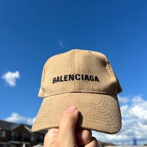 Balenciaga Tan Classic Hat with Embroidered Logo